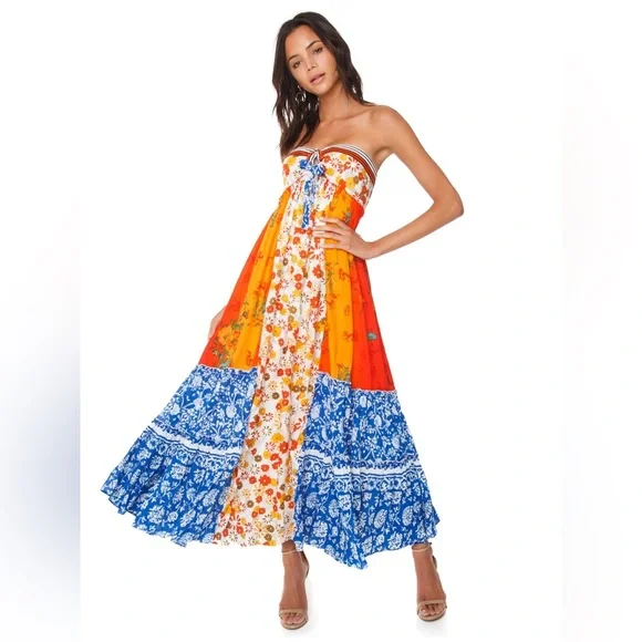 Free People | Dresses | Free People Golden Dreams Strapless Maxi Sz M |  Poshmark